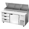 beverage-air DPD67HC-3 67in Two-Section 3 Drawer Refrigerated Pizza Table 