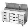 beverage-air DPD67HC-6 67in Two-Section 6 Drawer Refrigerated Pizza Table 