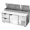 beverage-air DPD72HC-2 72in Two-Section Refrigerated Pizza Table 