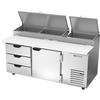 beverage-air DPD72HC-3 72in Two-Section Refrigerated Pizza Table 