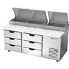 beverage-air DPD72HC-6 72in Two-Section Refrigerated Pizza Table 