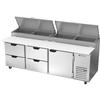 beverage-air DPD93HC-4 93in Three-Section 4 Drawer Refrigerated Pizza Table 