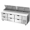beverage-air DPD93HC-6 93in Three-Section 6 Drawer Refrigerated Pizza Prep Table 