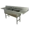 Peach Foodservice PE-3C-181812-18LR 3 Compartment Sink with 18in Double Drainboards 