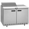 Delfield D4448NP-6 48in Two-Section 6 Pan Sandwich Prep Table with 4 Drawers 