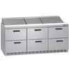Delfield 72in Three-Section Mega Top Prep Refrigerator with 6 Drawers - D4472NP-30M 