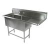 John Boos 2PB204-1D24R Pro-Bowl 20inx20inx14in 2-Compartment Sink 24in Right Drainboard 