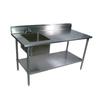 John Boos EPT8R5-3048SSK-L-X 48in x 30in 18 Ga stainless steel Work Table with Prep Sink & stainless steel Undershelf 