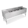 John Boos UBS4-1896-2D24-X 96in x 18in Stainless Steel 4-Compartment Underbar Sink 