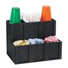 Dispense-Rite MCD-6BT Black Polystyrene 6-Section Cup, Lid & Condiment Caddy 