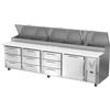 Victory Refrigeration VPPD119HC-9 119in Four-Section 9 Drawer Refrigerated Pizza Prep Table 
