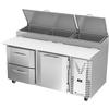 Victory Refrigeration VPPD67HC-2 67in Stainless Steel Two-Section 2 Drawer Pizza Prep Table 