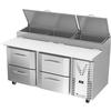 Victory Refrigeration VPPD67HC-4 67in Stainless Steel Two-Section 4 Drawer Pizza Prep Table 