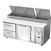 Victory Refrigeration VPPD72HC-2 72in Stainless Steel Two-Section 2 Drawer Pizza Prep Table 