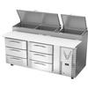Victory Refrigeration VPPD72HC-6 72in Stainless Steel Two-Section 6 Drawer Pizza Prep Table 