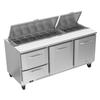 Victory Refrigeration VSPD72HC-18-2 UltraSpec™ 72in (18) Pan Sandwich Prep Table with 2 Drawers 