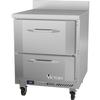 Victory Refrigeration VWFD27HC-2 27in One-Section 2 Drawer Worktop Freezer with 4in Backsplash 
