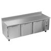 Victory Refrigeration VWR93HC 93in Three-Section Worktop Refrigerator with 4in Backsplash 