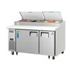 Everest Refrigeration EPPSR2 59in Wide 7 Pan Two Section Pizza Prep Table 