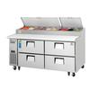 Everest Refrigeration EPPR2-D4 71in Wide 9 Pan Two Section Refrigerated Pizza Prep Table 