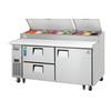 Everest Refrigeration EPPR2-D2 71in Wide 9 Pan Two Section Refrigerated Pizza Prep Table 