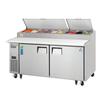 Everest Refrigeration EPPR2 71in Wide 9 Pan Two Section Refrigerated Pizza Prep Table 