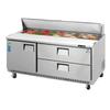Everest Refrigeration EPBNR3-D2 71in Wide 18 Pan Two Section Sandwich Prep Table 