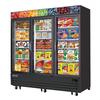 Everest Refrigeration EMGF69B 74.75in Wide Three Section Glass Door Merchandiser Freezer 