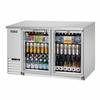 Everest Refrigeration EBB59G-SS 57.75in Wide Two Section Glass Door Back Bar Refrigerator 