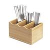 Cal-Mil 1244 Bamboo 8.25in x 5.5in (3) Compartment Cutlery Holder 