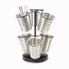 Cal-Mil 1227-13 12in Dia. Black Iron 2-Tier Revolving Cutlery Holder 