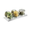 Cal-Mil 3492-4-15HL Luxe 16in x 6in x 4"H White Base (3) Storage Jar Set 