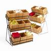 Cal-Mil 1817-13 Bamboo 13in x 9.5in Black Wire 3-Tier Display Stand 