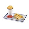 Cal-Mil 3463-15 13in x 9in x 1"H White Melamine Serving Tray with Blue Rim 