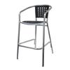 H&D Commercial Seating 7076BK Aluminum Patio Barstool with Black Poly Back & Seat 