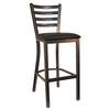 H&D Commercial Seating 6147B Silver Metal Ladder Back Barstool with Black Vinyl Seat 