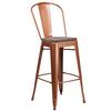 Flash Furniture ET-3534-30-POC-WD-GG Copper Powder Coated Steel Bar Stool with Wood Seat 