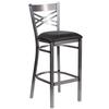Flash Furniture XU-6F8B-CLR-BAR-BLKV-GG Hercules Clear Coat X Back Metal Bar Stool 