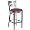 Flash Furniture XU-6F8B-CLR-BAR-BURV-GG Hercules Clear Coat X Back Barstool with Burgundy Vinyl Seat 