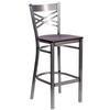Flash Furniture XU-6F8B-CLR-BAR-MAHW-GG Hercules Clear Coat X Back Barstool with Mahogany Plywood Seat 