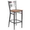 Flash Furniture XU-6F8B-CLR-BAR-NATW-GG Hercules Clear Coat X Back Barstool with Natural Plywood Seat 