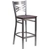 Flash Furniture XU-6F8B-CLR-BAR-WALW-GG Hercules Clear Coat X Back Barstool with Walnut Plywood Seat 