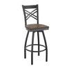 Flash Furniture XU-6F8B-XSWVL-ACPW-GG Hercules Black X Back Swivel Barstool with Copper Wood Seat 