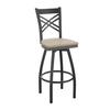 Flash Furniture XU-6F8B-XSWVL-AWHW-GG Hercules Black X Back Swivel Barstool with White Wood Seat 