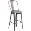 Flash Furniture XU-DG-TP001B-30-GG 30"H Clear Coat Curved Vertical Slat Back Metal Barstool 