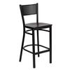 Flash Furniture XU-DG-60116-GRD-BAR-MAHW-GG Hercules Black Grid Back Barstool with Mahogany Plywood Seat 