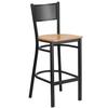 Flash Furniture XU-DG-60116-GRD-BAR-NATW-GG Hercules Black Grid Back Barstool with Natural Plywood Seat 