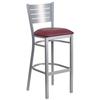Flash Furniture XU-DG-60402-BAR-BURV-GG Hercules Silver Slat Back Barstool with Burgundy Vinyl Seat 