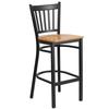 Flash Furniture XU-DG-6R6B-VRT-BAR-NATW-GG Hercules Black Vertical Back Barstool with Natural Wood Seat 