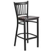 Flash Furniture XU-DG-6R6B-VRT-BAR-WALW-GG Hercules Black Vertical Back Barstool with Walnut Wood Seat 